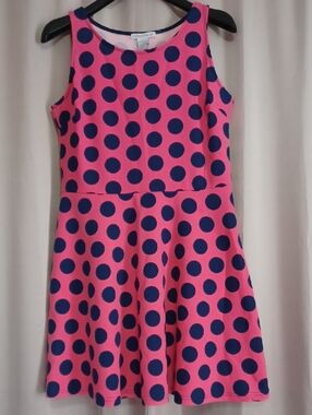 Connection18 Hot Pink Polka Dot Sleeveless Fit&Flare Skater Mini Dress Stretch